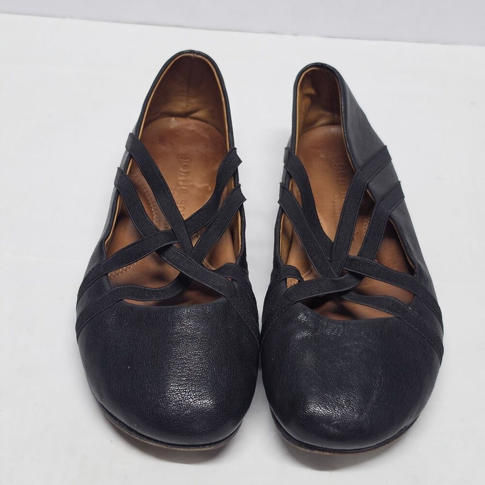 Gentle Souls Kenneth Cole Bay Braid Elba Black Crisscross Ballet Flats Size 6.5M